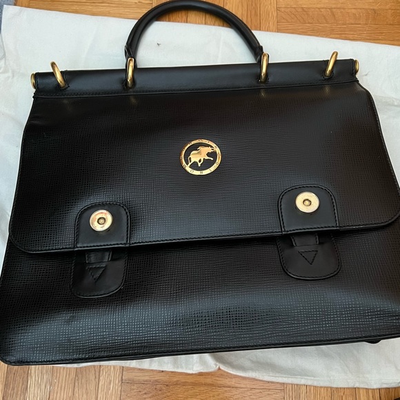 Hunting world black leather satchel with strap - Picture 2 of 11